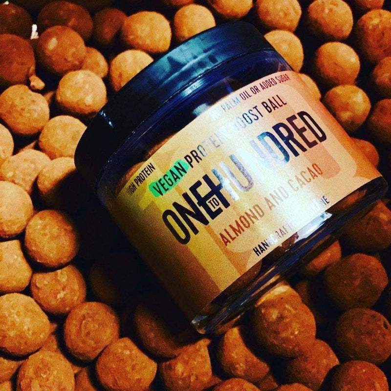 OneToHundred, Protein Boost Balls 6x100g VEGAN, Almond and Cacao - Stayfit.no