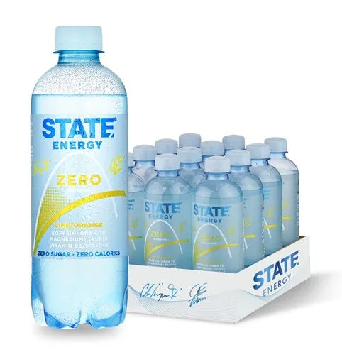 STATE Energy, STATE Energy ZERO 0,4L x 12stk, Lime Orange - Stayfit.no