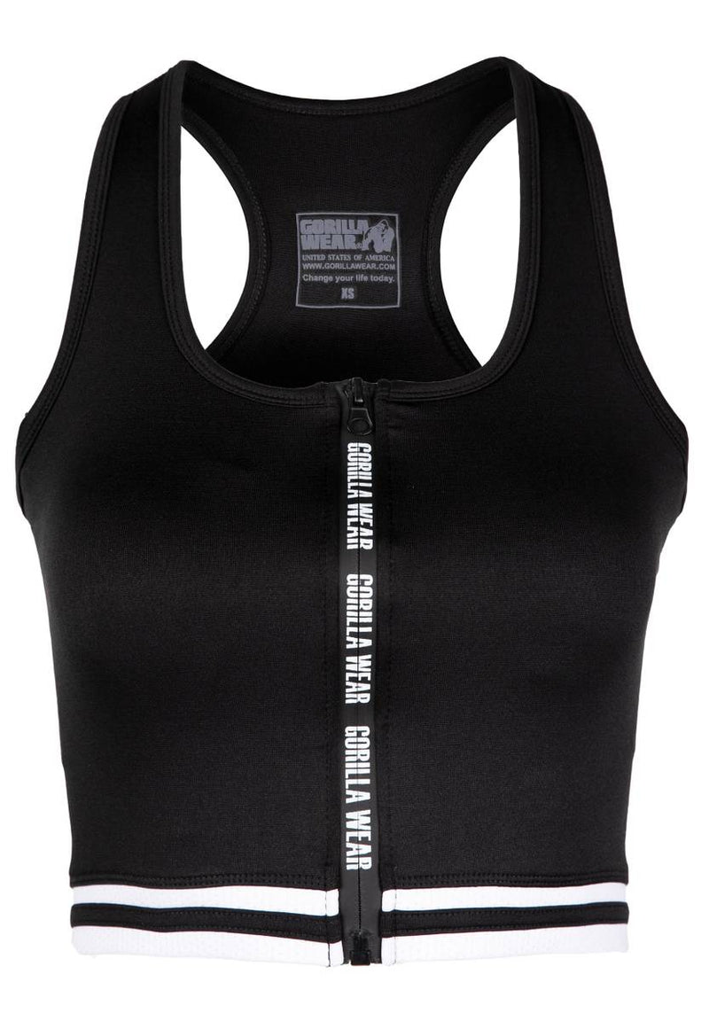 Gorilla Wear, Mesa Zip Front Crop Top, Black - Stayfit.no